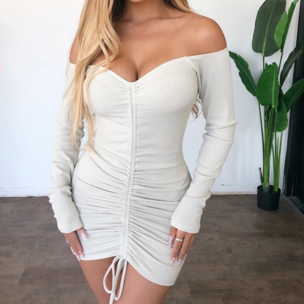 Off Shoulder Dress(Stone)